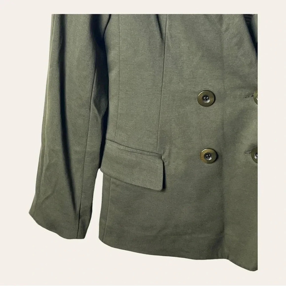 0437. ANTHROPOLOGIE CORTONNIER HUNTER GREEN BLAZER LONG SLEEVES‎ SHOULDER PADS - Picture 4 of 11